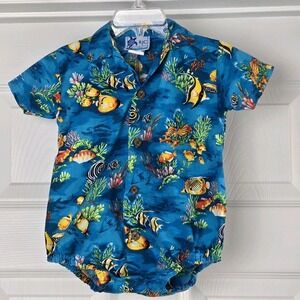 RJC Hawaiian One Piece‎ Romper Boys Size 12m Under Water School Fish Unisex USA